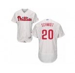 Men's Majestic Philadelphia Phillies #20 Mike Schmidt White Red Strip Flexbase Authentic Collection MLB Jersey