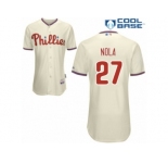 Men's Majestic Philadelphia Phillies #27 Aaron Nola Authentic Cream Alternate Cool Base MLB Jersey