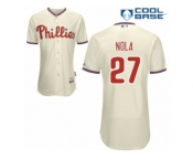 Men's Majestic Philadelphia Phillies #27 Aaron Nola Authentic Cream Alternate Cool Base MLB Jersey