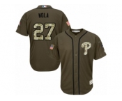 Men's Majestic Philadelphia Phillies #27 Aaron Nola Authentic Green Salute to Service MLB Jersey