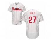Men's Majestic Philadelphia Phillies #27 Aaron Nola White Red Strip Flexbase Authentic Collection MLB Jersey