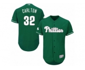 Men's Majestic Philadelphia Phillies #32 Steve Carlton Green Celtic Flexbase Authentic Collection MLB Jersey