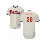 Men's Majestic Philadelphia Phillies #36 Robin Roberts Cream Flexbase Authentic Collection MLB Jersey