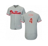 Men's Majestic Philadelphia Phillies #4 Jimmy Foxx Grey Flexbase Authentic Collection MLB Jersey