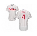 Men's Majestic Philadelphia Phillies #4 Jimmy Foxx White Red Strip Flexbase Authentic Collection MLB Jersey
