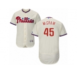 Men's Majestic Philadelphia Phillies #45 Tug McGraw Cream Flexbase Authentic Collection MLB Jersey