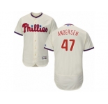 Men's Majestic Philadelphia Phillies #47 Larry Andersen Cream Flexbase Authentic Collection MLB Jersey