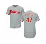 Men's Majestic Philadelphia Phillies #47 Larry Andersen Grey Flexbase Authentic Collection MLB Jersey