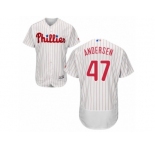 Men's Majestic Philadelphia Phillies #47 Larry Andersen White Red Strip Flexbase Authentic Collection MLB Jersey