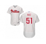 Men's Majestic Philadelphia Phillies #51 Carlos Ruiz White Red Strip Flexbase Authentic Collection MLB Jersey