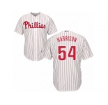 Men's Majestic Philadelphia Phillies #54 Matt Harrison Authentic White Red Strip Home Cool Base MLB Jersey