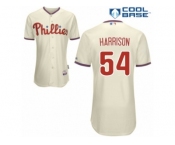 Men's Majestic Philadelphia Phillies #54 Matt Harrison Replica Cream Alternate Cool Base MLB Jersey