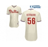 Men's Majestic Philadelphia Phillies #56 Frank Herrmann Replica Cream Alternate Cool Base MLB Jersey