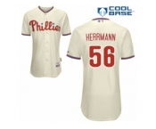 Men's Majestic Philadelphia Phillies #56 Frank Herrmann Replica Cream Alternate Cool Base MLB Jersey