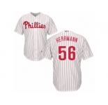Men's Majestic Philadelphia Phillies #56 Frank Herrmann Replica White Red Strip Home Cool Base MLB Jersey