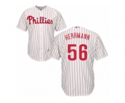 Men's Majestic Philadelphia Phillies #56 Frank Herrmann Replica White Red Strip Home Cool Base MLB Jersey