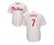 Men's Majestic Philadelphia Phillies #7 Maikel Franco Authentic White Red Strip Home Cool Base MLB Jersey
