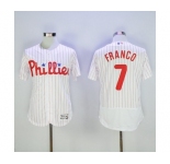Men's Majestic Philadelphia Phillies #7 Maikel Franco White Red Strip Flexbase Authentic Collection MLB Jersey