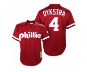 Men's Mitchell and Ness 1991 Philadelphia Phillies #4 Lenny Dykstra Replica Red Throwback MLB Jersey