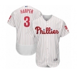 Men's Philadelphia Phillies #3 Bryce Harper Majestic White Home Flexbase Authentic Collection Player Jersey