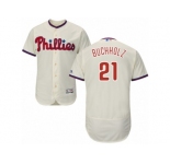 Philadelphia Phillies #21 Clay Buchholz Cream Flexbase Authentic Collection MLB Jersey