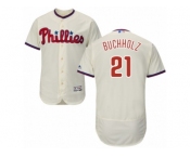 Philadelphia Phillies #21 Clay Buchholz Cream Flexbase Authentic Collection MLB Jersey