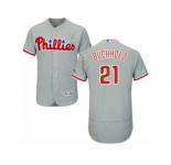 Philadelphia Phillies #21 Clay Buchholz Grey Flexbase Authentic Collection MLB Jersey