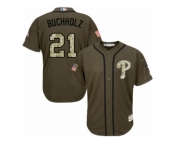 Philadelphia Phillies #21 Clay Buchholz Replica Green Salute to Service MLB Jersey
