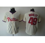 mlb jerseys philadelphia phillies #49 worley cream