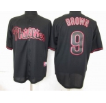 mlb jerseys philadephia phillies #9 brown black fashion