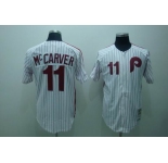 mlb philadelphia phillies #11 mccarver m&n white(red strip)