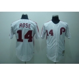 mlb philadelphia phillies #14 rose m&n white(red strip)