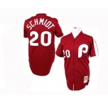 mlb philadelphia phillies #20 mike schmidt m&n red