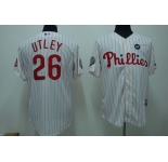 mlb philadelphia phillies #26 utley 2009 world series white(red strip)