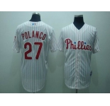 mlb philadelphia phillies #27 polanco white(red strip)cool base