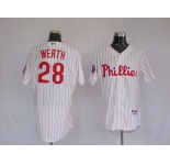 mlb philadelphia phillies #28 werth 2009 world series white(red strip)