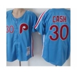 mlb philadelphia phillies #30 cash blue(throwback)