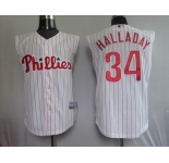 mlb philadelphia phillies #34 halladay white(red strip) vest
