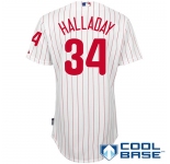 mlb philadelphia phillies #34 halladay white(red strip)cool base