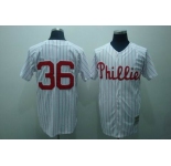 mlb philadelphia phillies #36 roberts m&n white(red strip)
