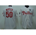 mlb philadelphia phillies #50 moyer 2009 world series white(red strip)
