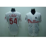 mlb philadelphia phillies #54 Lidge 2008 world series white(red strip)