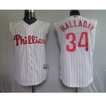mlb philadephia phillis #34 halladay white[red strip vest]