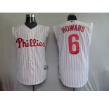 mlb philadephia phillis #6 hoeard white[red strip vest]