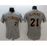 Men Pittsburgh Pirates #21 Roberto Clemente Majestic grey Flexbase Authentic Collection Player Jersey