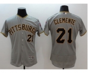 Men Pittsburgh Pirates #21 Roberto Clemente Majestic grey Flexbase Authentic Collection Player Jersey