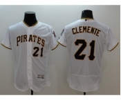 Men Pittsburgh Pirates #21 Roberto Clemente Majestic white Flexbase Authentic Collection Player Jersey