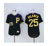 Men Pittsburgh Pirates #25 Gregory Polanco Majestic Black Flexbase Authentic Collection Player Jersey