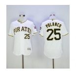 Men Pittsburgh Pirates #25 Gregory Polanco Majestic White Flexbase Authentic Collection Player Jersey