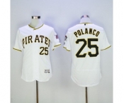 Men Pittsburgh Pirates #25 Gregory Polanco Majestic White Flexbase Authentic Collection Player Jersey